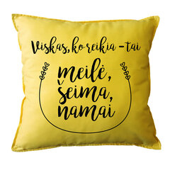 Dekoratyvinė pagalvė "Meilė, šeima ir namai" kaina ir informacija | Originalios pagalvės, užvalkalai | pigu.lt