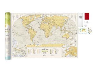 Nutrinamas kelionių žemėlapis Travel Map World Geograghy kaina ir informacija | Žemėlapiai, gaubliai | pigu.lt