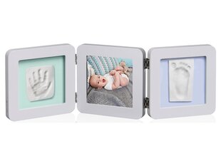 Trigubas kvadratinis nuotraukos rėmelis su įspaudu Baby Art, grey pastel kaina ir informacija | Antspaudai kūdikiams | pigu.lt