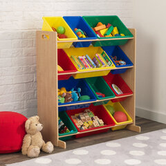 12 dėžių žaislų lentyna Kidkraft, ąžuolo spalvos kaina ir informacija | Vaikiškos lentynos | pigu.lt