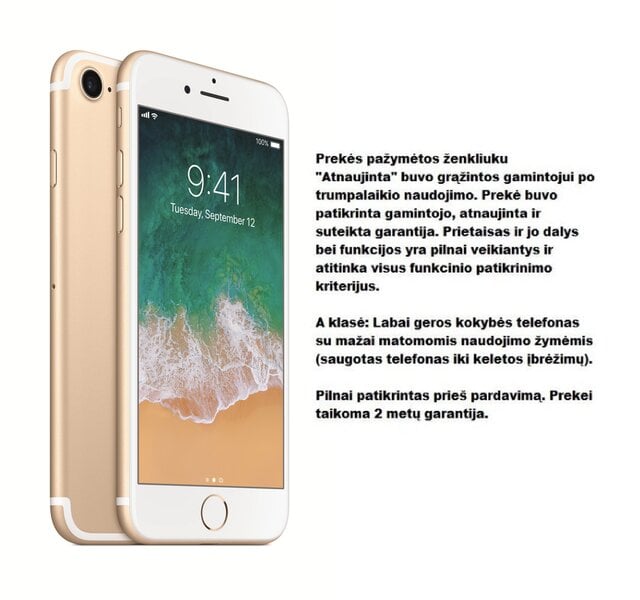 Apple Iphone 7 32 GB, Gold (Atnaujinta) A-klasė kaina ir informacija | Mobilieji telefonai | pigu.lt