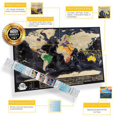 Nutrinamas pasaulio žemėlapis 2Maps Black Gold kaina ir informacija | Žemėlapiai, gaubliai | pigu.lt