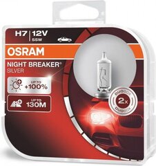 Automobilinės lemputės Osram Night Braker Silver H7, 2 vnt. kaina ir informacija | Automobilių lemputės | pigu.lt