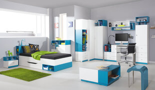 Vaiko kambario baldų komplektas Mobi B, baltas/mėlynas kaina ir informacija | Vaiko kambario baldų komplektai | pigu.lt