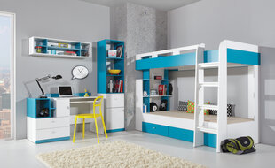 Шкаф Mobi 2, белый / синий цена и информация | Детские шкафы | pigu.lt