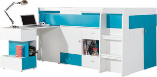Кровать с письменным столом Mobi 21, 200x90 см, белый / синий цена и информация | Детские кровати | pigu.lt