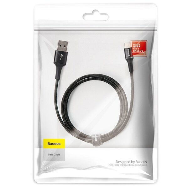 USB kabelis Baseus halo USB to Type-C 3A 1m juodas CATGH-B01