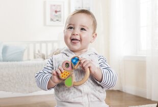 Medinis kramtukas su varpeliu ir veidrodėliu EverEarth цена и информация | Игрушки для малышей | pigu.lt
