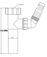 Žalvarinis chromuotas sifono vamzdelis skalb./indapl., McAlpine MCRS, 32 mm kaina ir informacija | Sifonai | pigu.lt