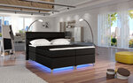 Lova NORE Amadeo su LED apšvietimu, 180x200 cm, dirbtinė oda, juoda kaina ir informacija | Lovos | pigu.lt