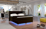 Lova NORE Amadeo su LED apšvietimu, 180x200 cm, dirbtinė oda, ruda