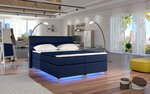 Lova NORE Amadeo su LED apšvietimu, 180x200 cm, dirbtinė oda, tamsiai mėlyna kaina ir informacija | Lovos | pigu.lt