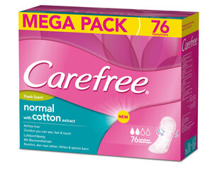 Higieniniai Įklotai CAREFREE Cotton Fresh, 76 vnt. kaina ir informacija | Tamponai, higieniniai paketai, įklotai | pigu.lt