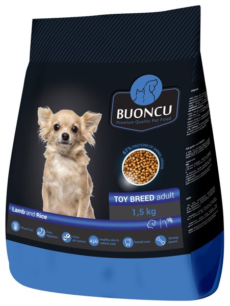 BUONCU Toy breed Lamb & rice suaugusiems nykštukinių ir mažų veislių šunims, 1,5 kg