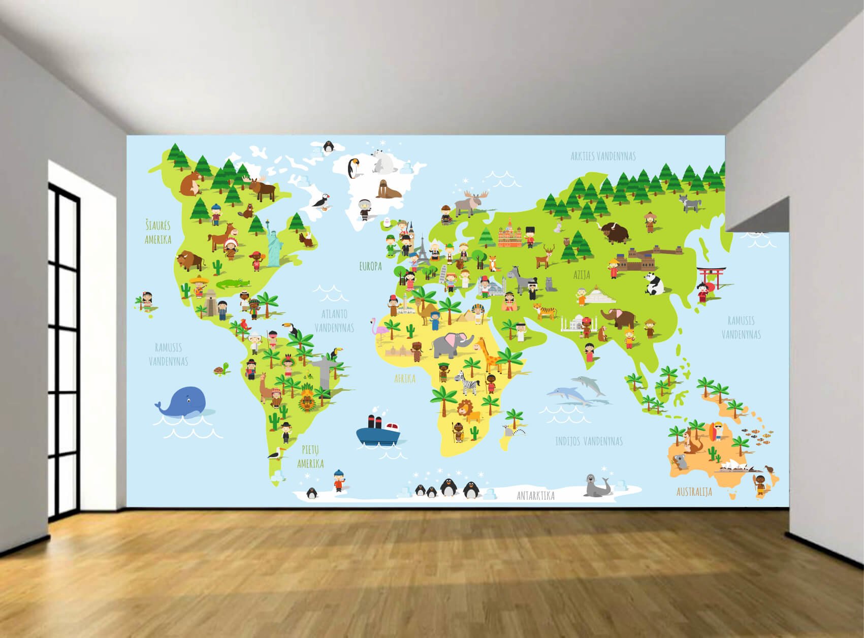 Фотообои детская карта мира