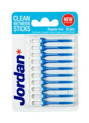 Plastmasiniai tarpdančių šepetėliai Jordan Clean Between, 20vnt. (guminiai) kaina ir informacija | Dantų šepetėliai, pastos | pigu.lt