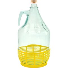 Stiklinis butelis plastikiniame krepšelyje Dama, 5 L kaina ir informacija | Konservavimo indai ir  priedai | pigu.lt