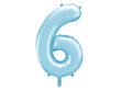Folinis balionas Skaičius &quot;6&quot;, 86 cm, šviesiai mėlynas