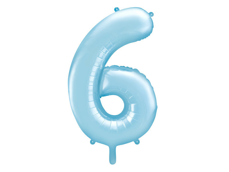 Folinis balionas Skaičius "6", 86 cm, šviesiai mėlynas kaina ir informacija | Balionai | pigu.lt