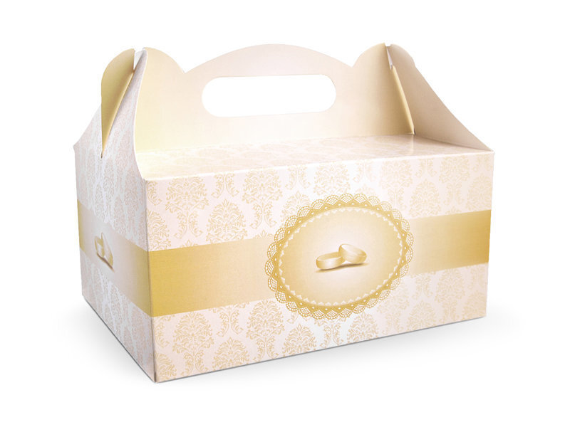 Dekoratyvinė popierinė dėžutė vestuviniam tortui 19x14x9 cm (1 pak/ 10 vnt)