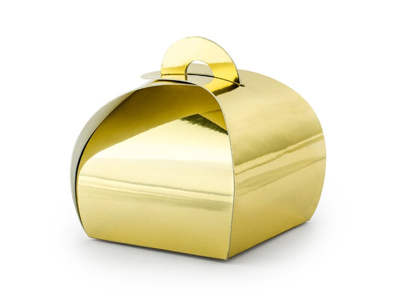 Dekoratyvinės dėžutės skanėstams, auksinės spalvos, 6x6x5,5 cm, 1 dėž/50 pak (1 pak/ 10 vnt)