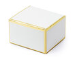 Dekoratyvinės dėžutės skanėstams, baltos su auksinės spalvos kraštais, 6x3,5x5,5 cm, 1 dėž/50 pak (1 pak/10 vnt) kaina