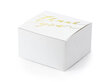 Dekoratyvinės dėžutės skanėstams Thank you, baltos su aukso spalvos užrašu, 6x3,5x5,5 cm, 1 dėž/50 pak (1 pak/10 vnt)