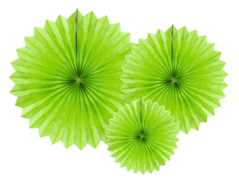 Kabančios dekoracijos-vėduoklės Green Apple 20-40 cm (1 dėž/ 50 pak) (1 pak/ 3 vnt)
