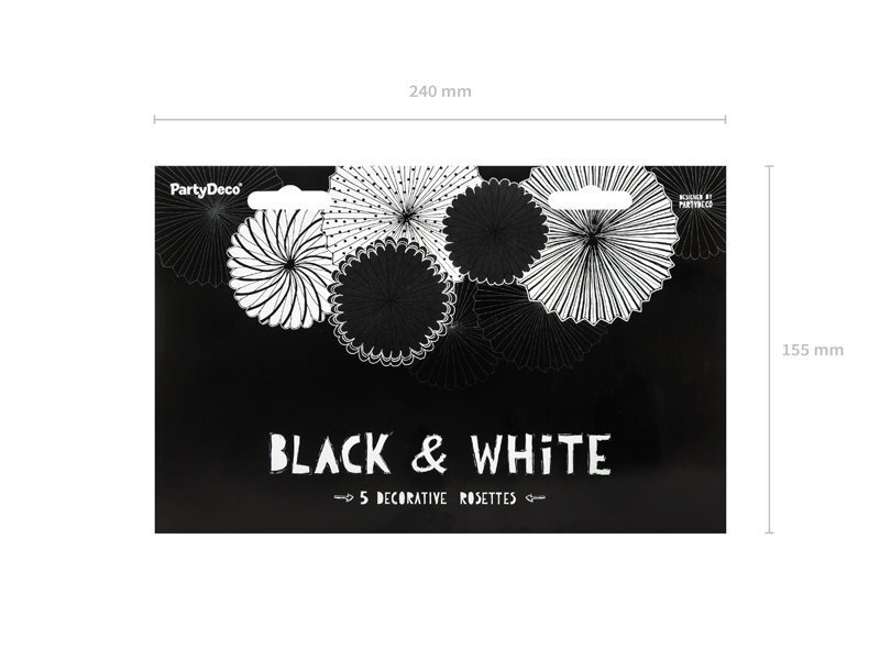 Kabančios dekoracijos-vėduoklės Black&White Mix, 1 pak/5 vnt internetu