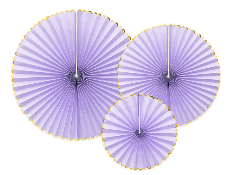 Popierinės kabančios dekoracijos-vėduoklės Yummy, violetinės, 1 dėž/50 pak (1 pak/3 vnt)