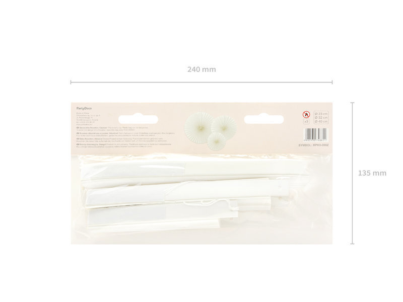 Kabančios dekoracijos-vėduoklės Off-white, baltos, 1 dėž/50 pak (1 pak/3 vnt) internetu