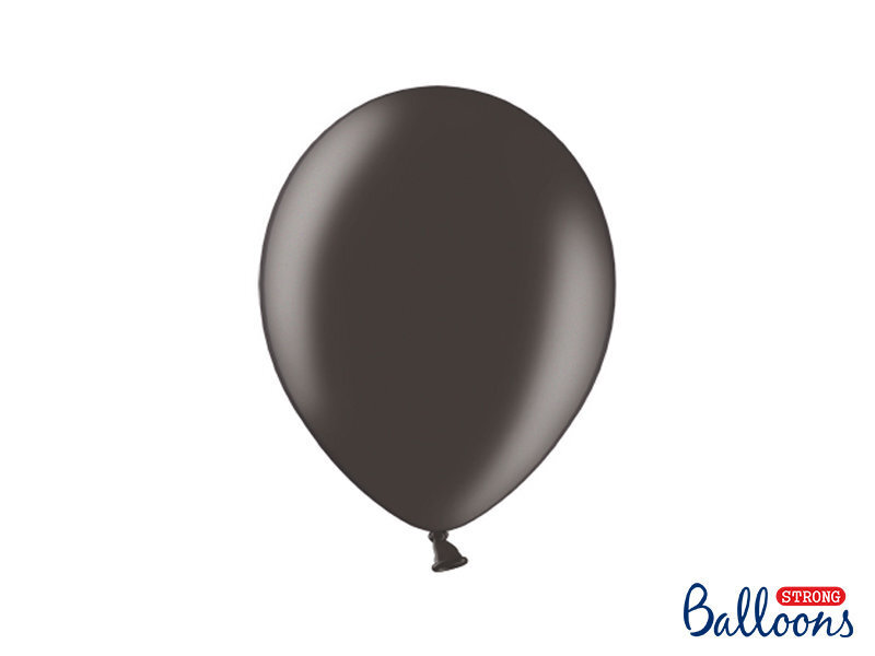 Stiprūs balionai 27 cm Metallic, juodi, 10 vnt. kaina ir informacija | Balionai | pigu.lt