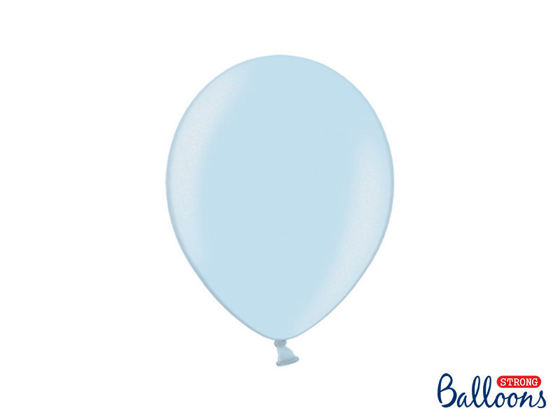 Stiprūs balionai 27 cm Metallic Baby, mėlyni, 100 vnt.