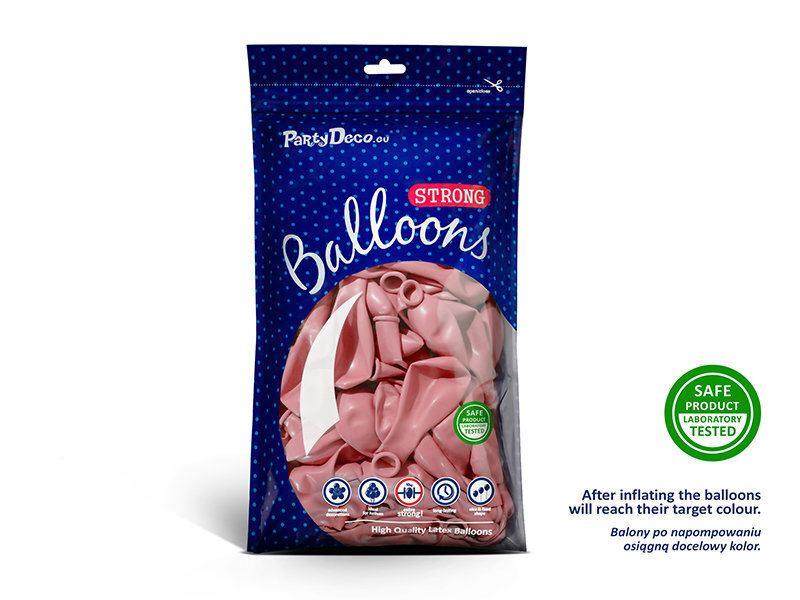 Stiprūs balionai 27 cm Pastel Baby, rožiniai, 100 vnt. kaina