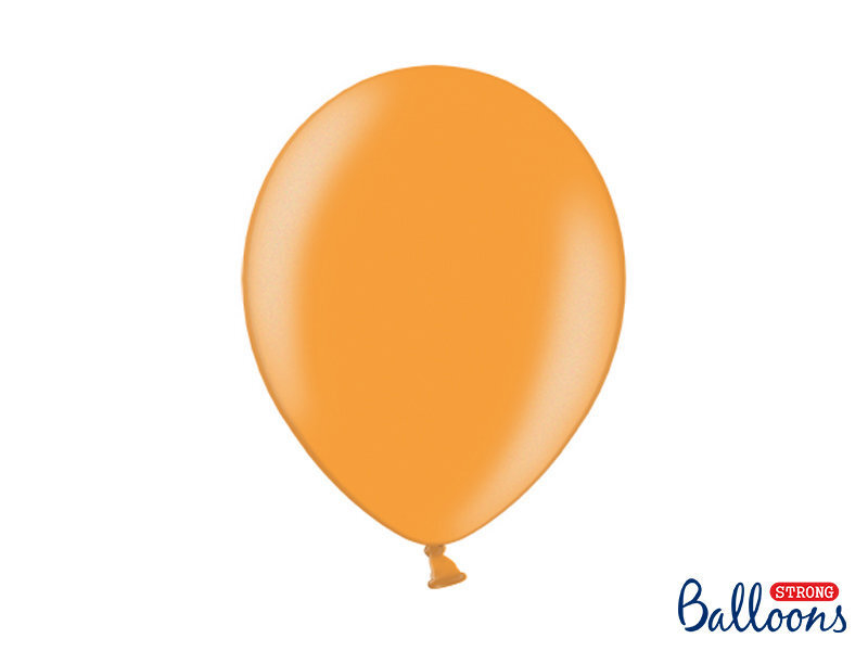 Stiprūs balionai 30 cm Metallic Mandarin, oranžiniai, 50 vnt.