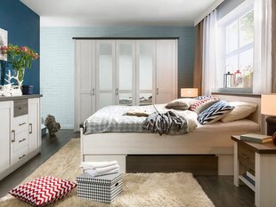 Miegamojo baldų komplektas BRW Luca 160 cm, baltas/juodas kaina ir informacija | Miegamojo komplektai | pigu.lt