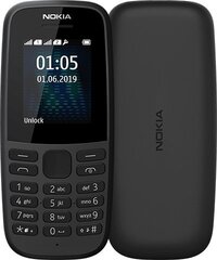 Nokia 105 (2019) Dual SIM Black kaina ir informacija | Mobilieji telefonai | pigu.lt