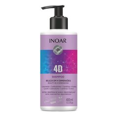 4 dimensijų šampūnas plaukams Inoar 4D Shampoo 400 ml kaina ir informacija | Šampūnai | pigu.lt