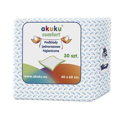 Одноразовые гигиенические прокладки AKUKU COMFORT, 30 шт. 40 х 60 см, A0377 цена и информация |  Одноразовые пеленки и влажные салфетки | pigu.lt