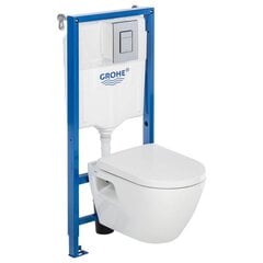 WC komplektas Grohe Serel 5in1: WC potinkinis rėmas + klozetas + mygtukas + lėtai nusileidžiantis dangtis + fresh kvapų konteineris + garso izoliacinė tarpinė, 39468000 цена и информация | Унитазы | pigu.lt