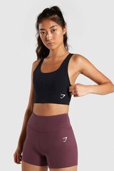 Sportinė liemenėlė Gymshark dreamy cap sleeve crop top, juoda kaina ir informacija | Sportinė apranga moterims | pigu.lt