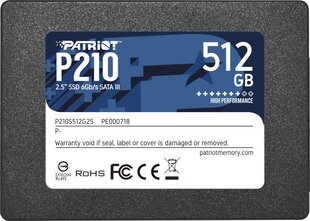 Patriot P210S512G25 kaina ir informacija | Vidiniai kietieji diskai (HDD, SSD, Hybrid) | pigu.lt