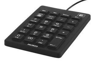 Silikoninė skaičių klaviatūra Deltaco TB-510, juoda kaina ir informacija | Klaviatūros | pigu.lt