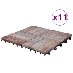 Grindų plytelės, 11 vnt., 30x30 cm, perdirbtos medienos masyvas цена и информация | Террасный пол | pigu.lt