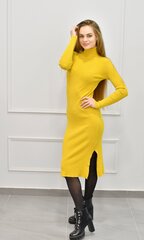Megzta suknelė moterims aukštu kaklu, geltona kaina ir informacija | Suknelės | pigu.lt