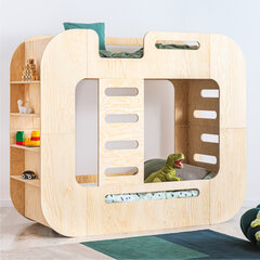 Dviaukštė lova Selsey Batria vaikiškas namelis 90 x 200 cm, ruda kaina ir informacija | Lovos | pigu.lt