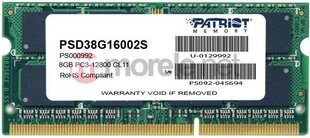 Patriot DDR3 SODIMM 8GB 1600MHz CL11 (PSD38G16002S) kaina ir informacija | Operatyvioji atmintis (RAM) | pigu.lt