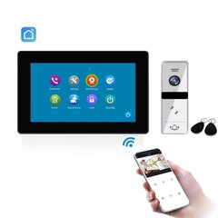 Telefonspynė IC balta komplektas SLIM SmartHome Wi-Fi su liečiamu “7” juodu ekranu. (Magnetinės kortelės, programėlė) kaina ir informacija | Domofonai | pigu.lt