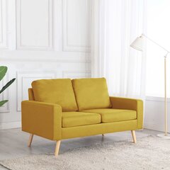 Dvivietė sofa, geltonos spalvos, audinys kaina ir informacija | Dvivietė sofa, geltonos spalvos, audinys | pigu.lt