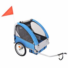 Vaikiška dviračio priekaba, pilka ir mėlyna, 30 kg kaina ir informacija | Dviračių priekabos, vėžimėliai | pigu.lt